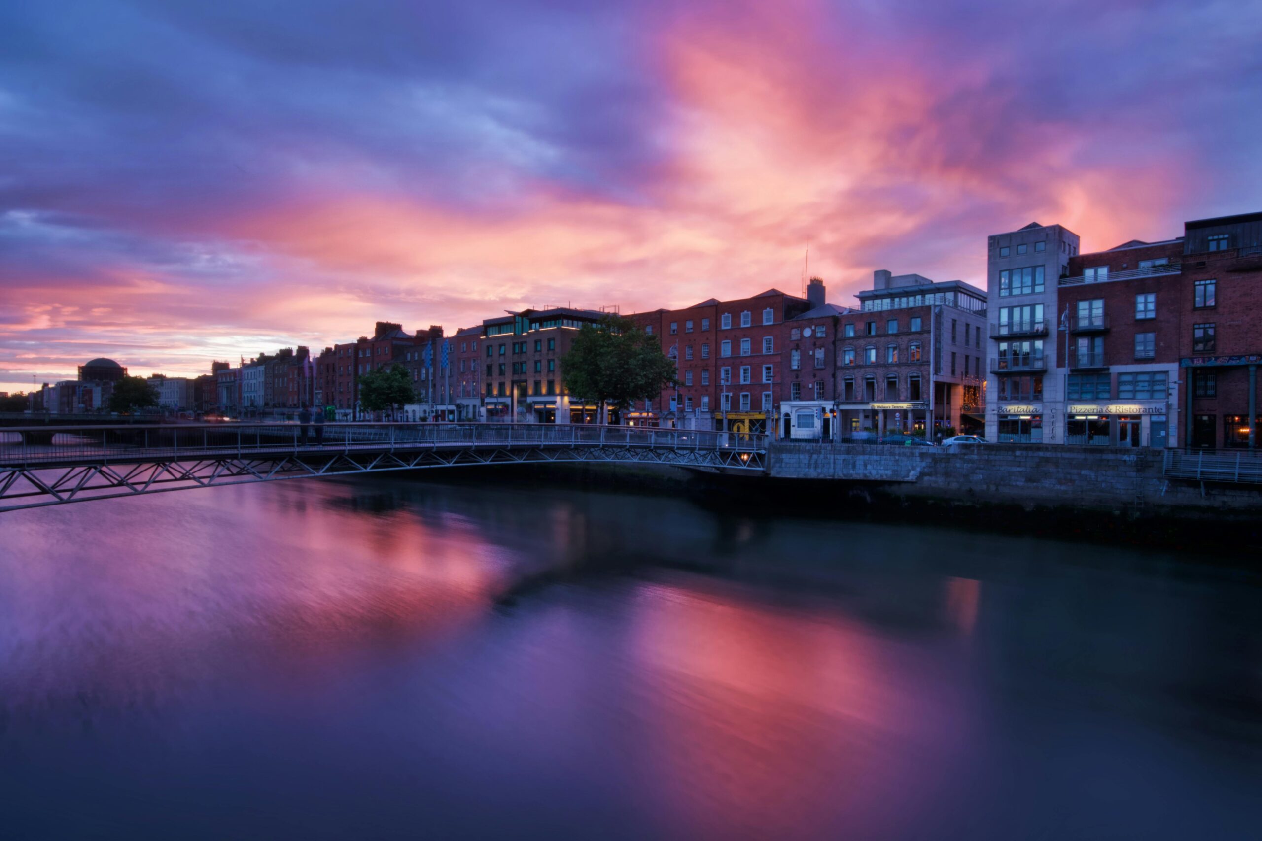 Dublin city at sunset